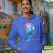 Infinite Beauty Hoodie in Royal Blue – Dazzling Glowing Floral Art | Elegant & Warm Women's Pullover | PodLyft