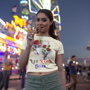 "Let Love Soar Tee – Romantic Dove & Rose Design in Beige by PodLyft." A neutral beige tee adorned with a romantic dove and rose illustration. A timeless and versatile design for any occasion.
