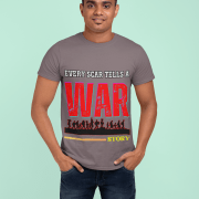 Partition Tribute T-shirt – A powerful visual art design with 'Every Scar Tells a War Story' message, symbolizing historical resilience. Available at PodLyft.
