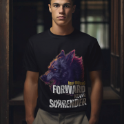 Relentless Wolf Tee in black, featuring a fierce and motivational wolf design. A bold and powerful statement for those who never give up. Available at PodLyft.