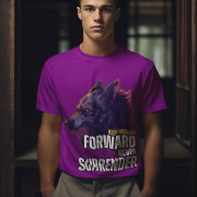 Relentless Wolf Tee in purple, showcasing a fierce and determined wolf design. A bold and stylish representation of strength and confidence. Available at PodLyft.