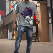 Relentless Wolf Tee in steel grey, featuring a rugged and powerful wolf design. A strong and determined fashion statement. Available at PodLyft.