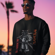 Samurai Warrior Sweatshirt – Black Crewneck with Fearless Bushido Spirit Samurai Design | Bold Japanese Warrior Graphic | PodLyft
