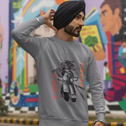 Samurai Warrior Sweatshirt – Grey Crewneck with Fearless Bushido Spirit Samurai Artwork | Classic Warrior Aesthetic | PodLyft