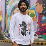 Samurai Warrior Sweatshirt – Lavender Crewneck Featuring Fearless Bushido Spirit Samurai Illustration | Unique Warrior Style | PodLyft