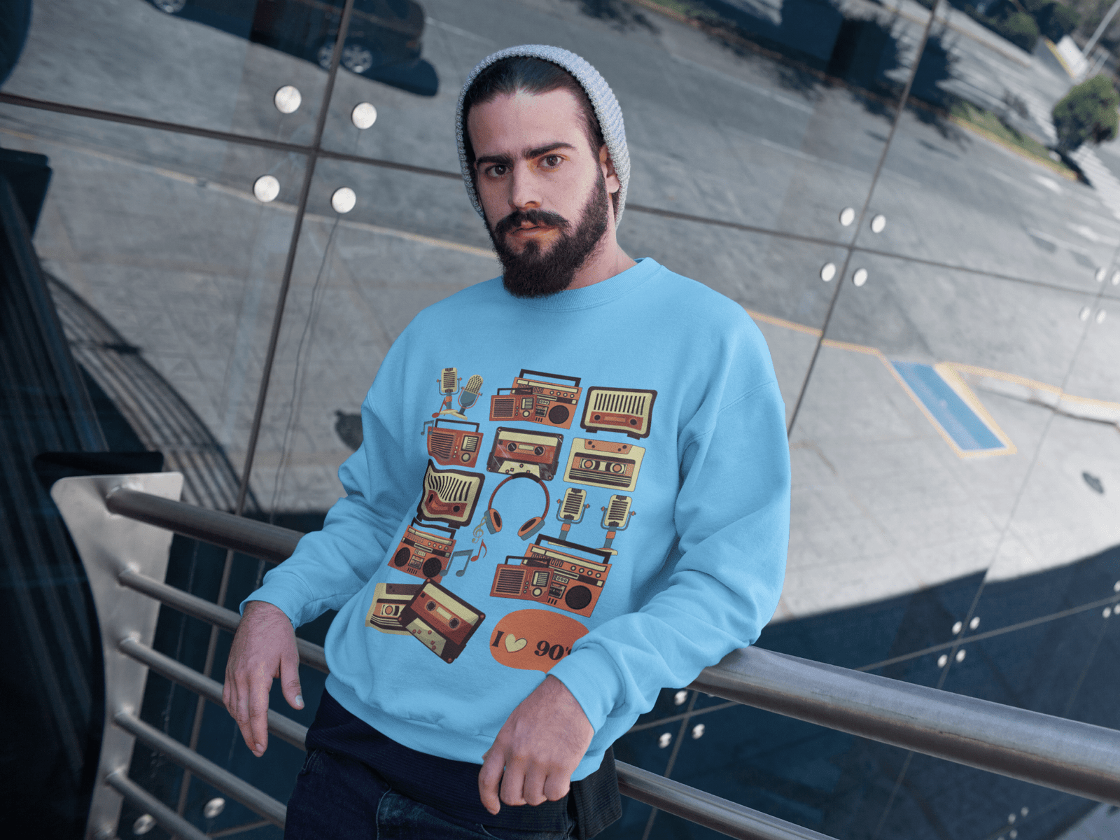 90s Retro Sweatshirt for men Love Nostalgic Style PodLyft Secondary Product Image Image1