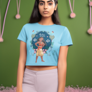 A sky blue Be True to You Crop Top for women by PodLyft, featuring the Bold & Shine design, displayed against a white background.