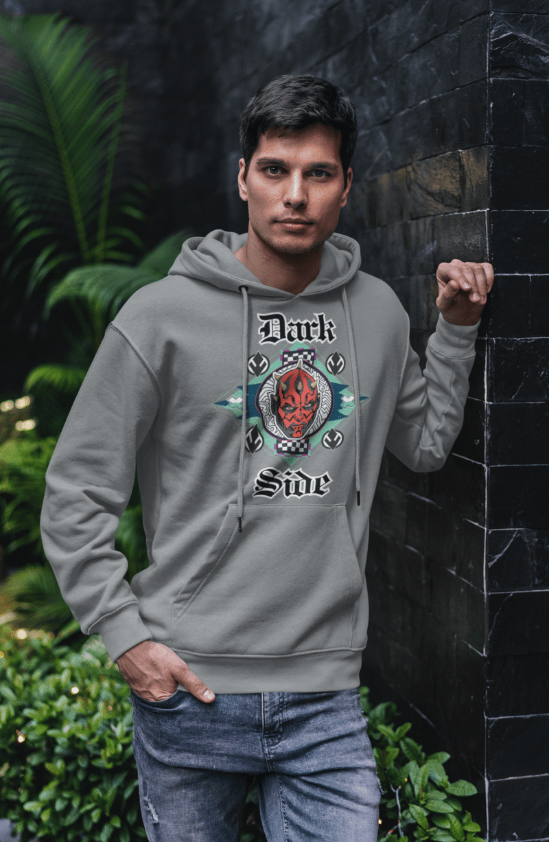 Grey Darth Maul hoodie — Official Star Wars Edition by PodLyft, with vivid red-and-black artwork of the iconic Star Wars villain.