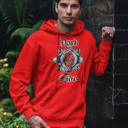 Red hoodie with Darth Maul design — Official Star Wars Edition by PodLyft, bold dark side artwork on rich red brushed fleece.