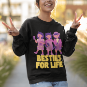 A black Girl's Sweatshirt for Besties - Friendship Edition from PodLyft, featuring a heartwarming design celebrating friendship with playful graphics and text, crafted for comfort and style.