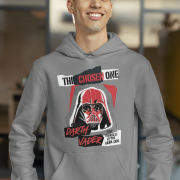 Grey Men’s Darth Vader Hoodie from PodLyft, Star Wars limited edition, with a striking Darth Vader design, 300 GSM for durability.