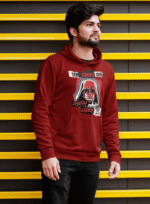 Maroon Men’s Darth Vader Hoodie, PodLyft’s Star Wars limited edition, with a vivid Sith print, 300 GSM for cozy warmth.