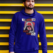 Navy Blue Men’s Darth Vader Hoodie, Star Wars special edition by PodLyft, featuring a fierce Vader design, 300 GSM for comfort.