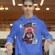 Royal Blue Men’s Darth Vader Hoodie, PodLyft’s Star Wars edition, with an iconic Sith Lord design, 300 GSM for fan comfort.