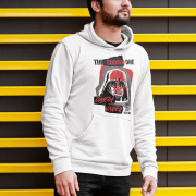 White Men’s Darth Vader Hoodie, Star Wars exclusive by PodLyft, featuring a standout Darth Vader print, 300 GSM for durability.