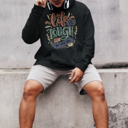 A black Men's Tough Spirit Hoodie from PodLyft, featuring a bold streetwear design with rugged graphics, crafted for durability and urban style.