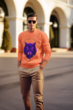 Coral Wilderness Sweatshirt with bold outdoor design by PodLyft, showcasing rugged wilderness artwork.
