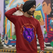 Maroon Wilderness Sweatshirt with rugged design by PodLyft, featuring striking wilderness graphics.