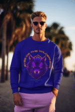 Navy Blue Wilderness Sweatshirt with bold rugged design by PodLyft, displaying wilderness-themed artwork.