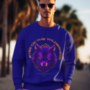 Navy Blue Wilderness Sweatshirt with bold rugged design by PodLyft, displaying wilderness-themed artwork.