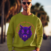 Olive Green Wilderness Sweatshirt with rugged outdoor style by PodLyft, featuring wilderness graphics.