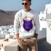 White Wilderness Sweatshirt with bold rugged design by PodLyft, showcasing wilderness-inspired artwork.