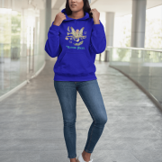 A navy blue Nature Angel Hoodie from PodLyft, featuring a fairy-inspired design, ideal for those who love fairy style.