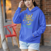 A royal blue Nature Angel Hoodie from PodLyft, featuring a fairy-inspired design, ideal for fairy style aficionados.