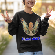 Black Women’s Fairy Wings Hoodie, enchanting style by PodLyft, featuring a magical fairy wings design, cozy 300 GSM fabric.