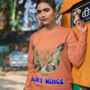 Coral Women’s Fairy Wings Hoodie from PodLyft, with a whimsical fairy wings print, enchanting style, 300 GSM for warmth.