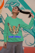 Mint Women’s Fairy Wings Hoodie, PodLyft’s whimsical style, featuring a fairy wings design, 300 GSM for a soft, warm fit.