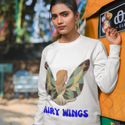 White Women’s Fairy Wings Hoodie, enchanting PodLyft piece, with a fairy wings graphic, 300 GSM fabric for elegance.