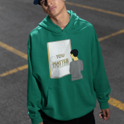 PodLyft You Matter Hoodie for Men in Bottle Green - Comfortable Graphic Hoodie with Positive Slogan, Great for Casual Outfits