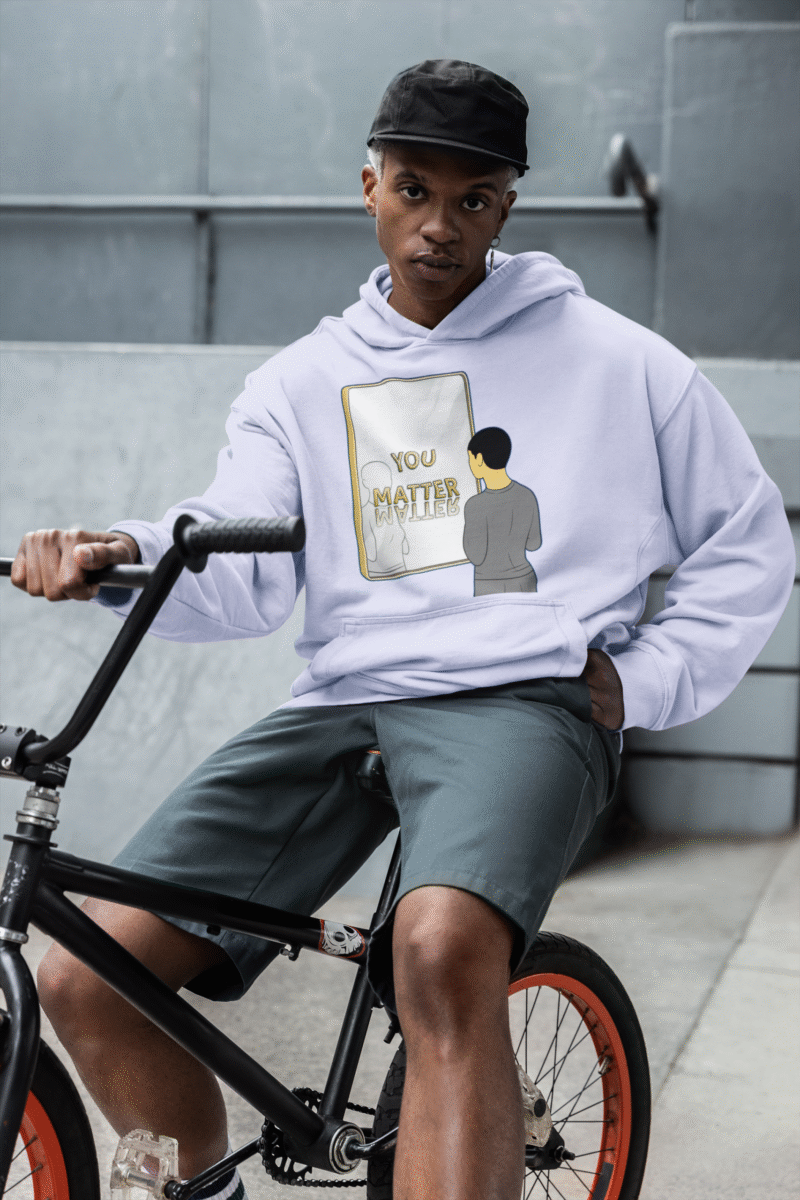 PodLyft You Matter Hoodie for Men in Light Lavender - Casual Graphic Hoodie with Motivational Graphic, Perfect for Active Lifestyles