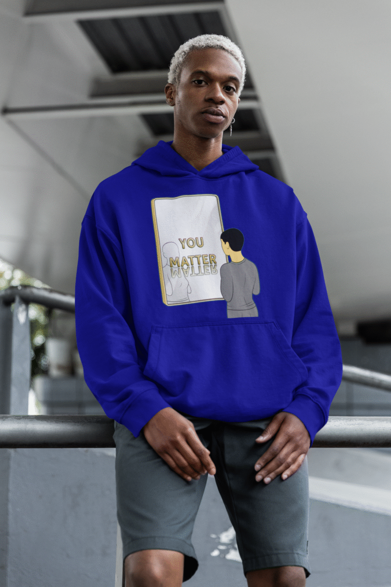 PodLyft You Matter Hoodie for Men in Light Navy Blue - Casual Graphic Hoodie with Motivational Graphic, Perfect for Active Lifestyles