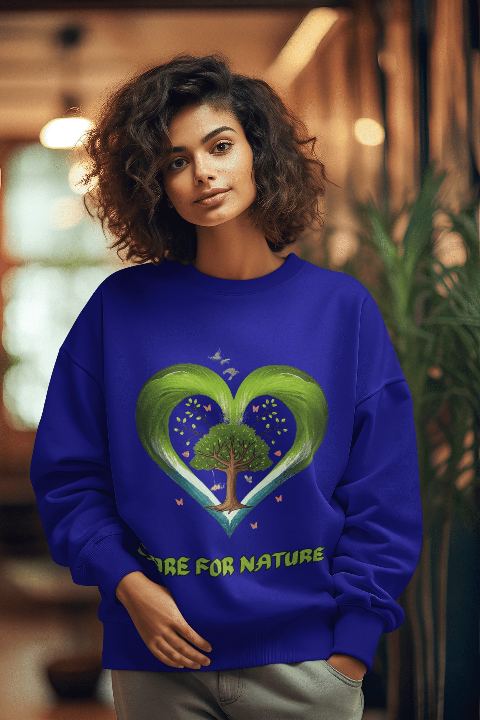 Women's Eco Love Sweatshirt in Navy Blue