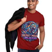 Beast Mode Unlocked Neon Lion Sports T-Shirt for Men